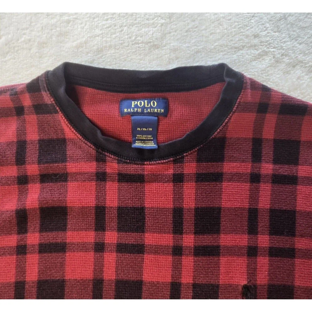 POLO RALPH LAUREN BUFFALO PLAID THERMAL RED BLACK MENS XL